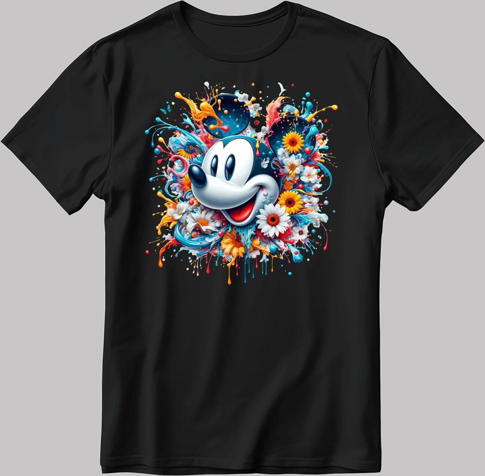 Mickey Mouse Short Sleeve White-Black Men s / Women s T-Shirt U102 2XL