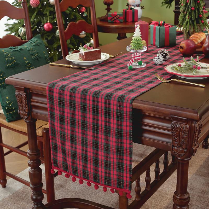 Checkered Table Runners Tablecloth Plaid Fabric with Tassels Gingham for Table Outdoor Indoor Wedding Birthday Party Christmas