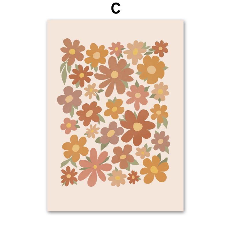 Boho Minimalist Sun Rainbow Flower Leaves Wall Art Canvas Painting Abstract Nordic Posters Prints Pictures For Living Room Decor