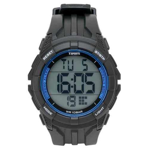 Klefer Men's Digital Sports Watch, Waterproof, Backlight, Date Display, Day of the Week Display, Urethane Strap, TS-D317-BK, Black