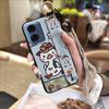 Ring Waterproof Phone Case For MOTO G24 Power Back Cover Anti-dust Durable Wristband Kickstand Protective Lanyard Cute