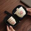 Simple Beige Ru Kiln Wisteria Flower Ceramic Teacup Household Outdoor Express Tea Tasting Cup Kung Fu Tea Set