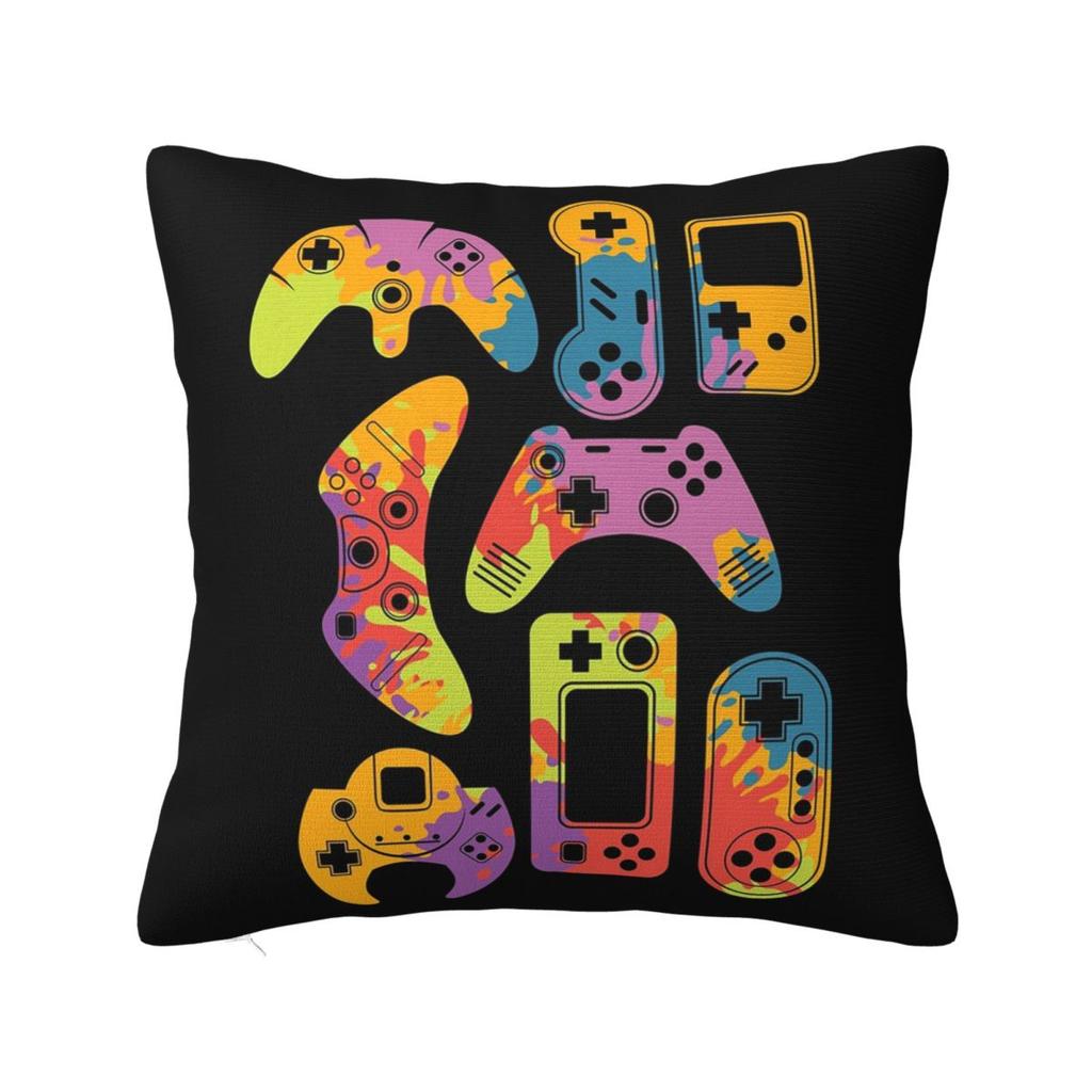 Colorful Watercolor Game Controller Square Pillowcase Cushion Cover Pillow Case Throw Pillow Cover for Home Sofa Living Room