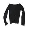 [Shi Shi] Women's Slim Fit Wool Cardigan - Boat Neck, Single-Breasted, Long Sleeve, Slightly Elastic, V8141