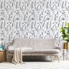 White Sketch Ear Of Leaf PVC Wallpaper Retro Simple Home Decor Waterproof Contact Paper Chic Flower Removable Wallpaper