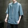 Chinese Style Summer Men's Cotton and Linen Embroidered Short-sleeved Shirt Retro Casual T-shirt