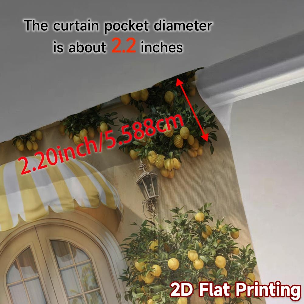 Modern Flat Printing Curtains Without Rod Lemonarchway Drapes Semi Versatile All Suitable Light Filtering Set Of 2 Made Polyester