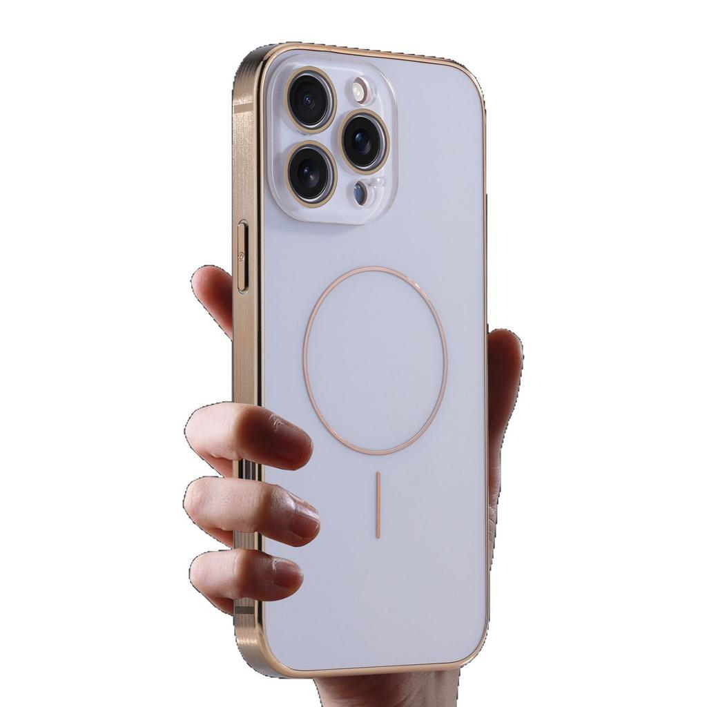 Applicable to iPhone17PROMAX mobile phone case AG thin ring magnetic titanium brushed Apple 16 anti-drop lens film 14
