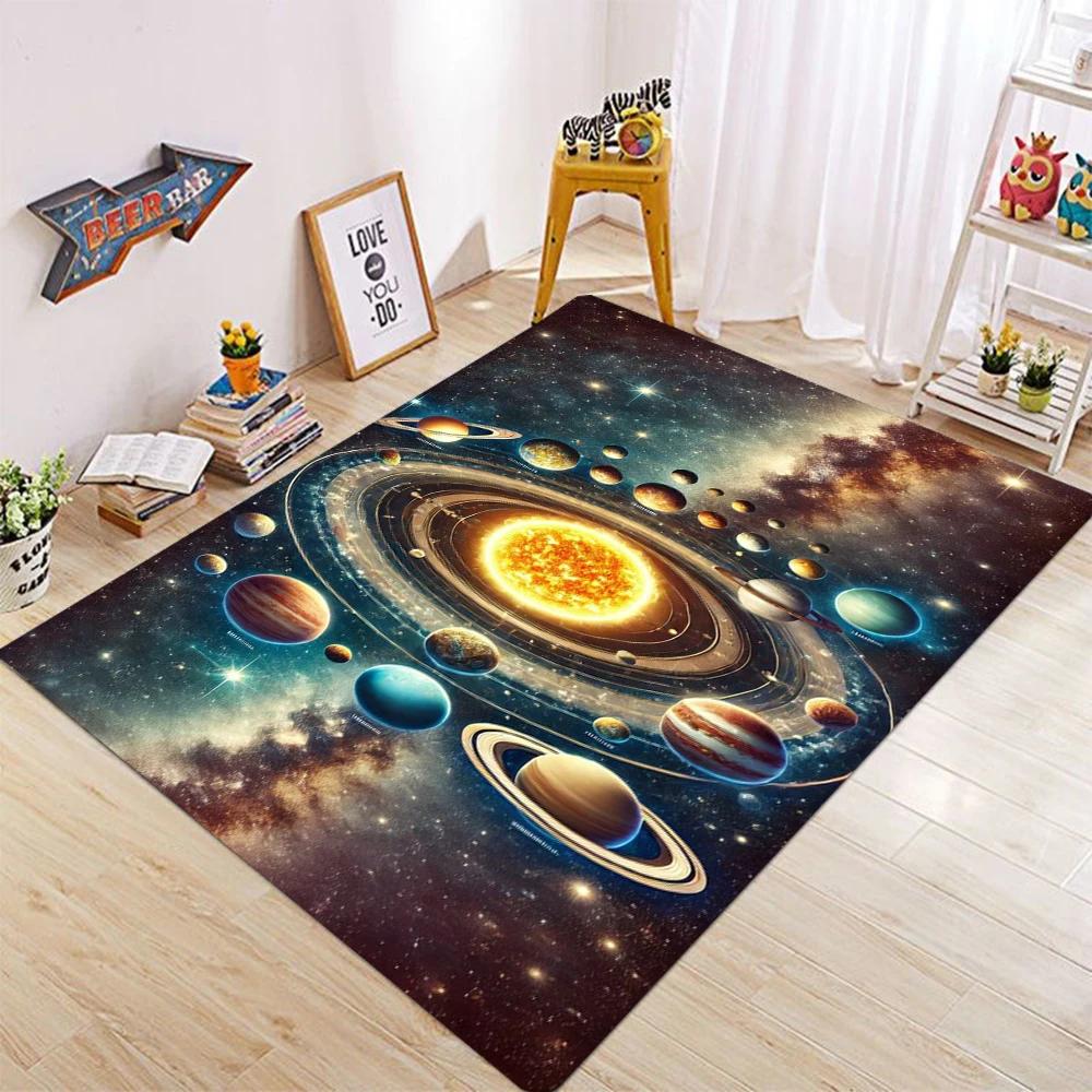 3D Universe Space Galaxy Planet Star Carpet Rug for Home Living Room Bedroom Sofa Doormat Decor,Kid Area Rug Non-slip Floor Mat
