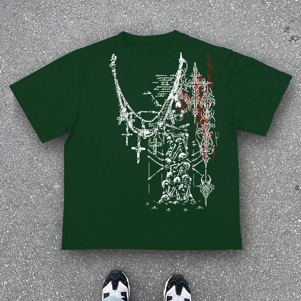 T-shirt z krótkim rękawem i nadrukiem Dark Metal | Krój casual, Dekolt okrągły, Lekko rozciągliwy materiał, Idealny dla dorosłych, Sezon letni