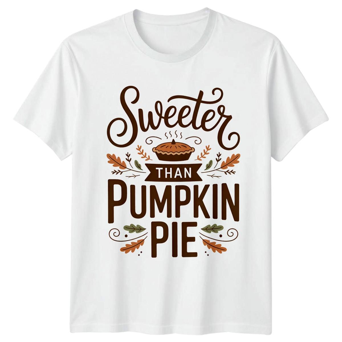 Sweeter Than Pumpkin Pie T-Shirt Thanksgiving Autumn Gift For Him And Her XXXL
