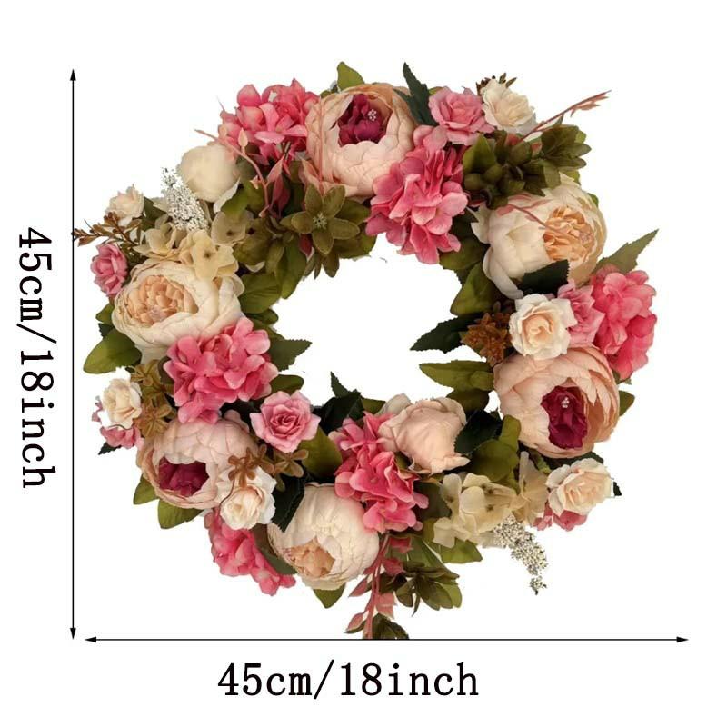 Искусственный венок из пионов, гирлянда из ротанга, домашний декор, свадебный венок, цветок, украшение для двери дома, свадебные центральные украшения для столов