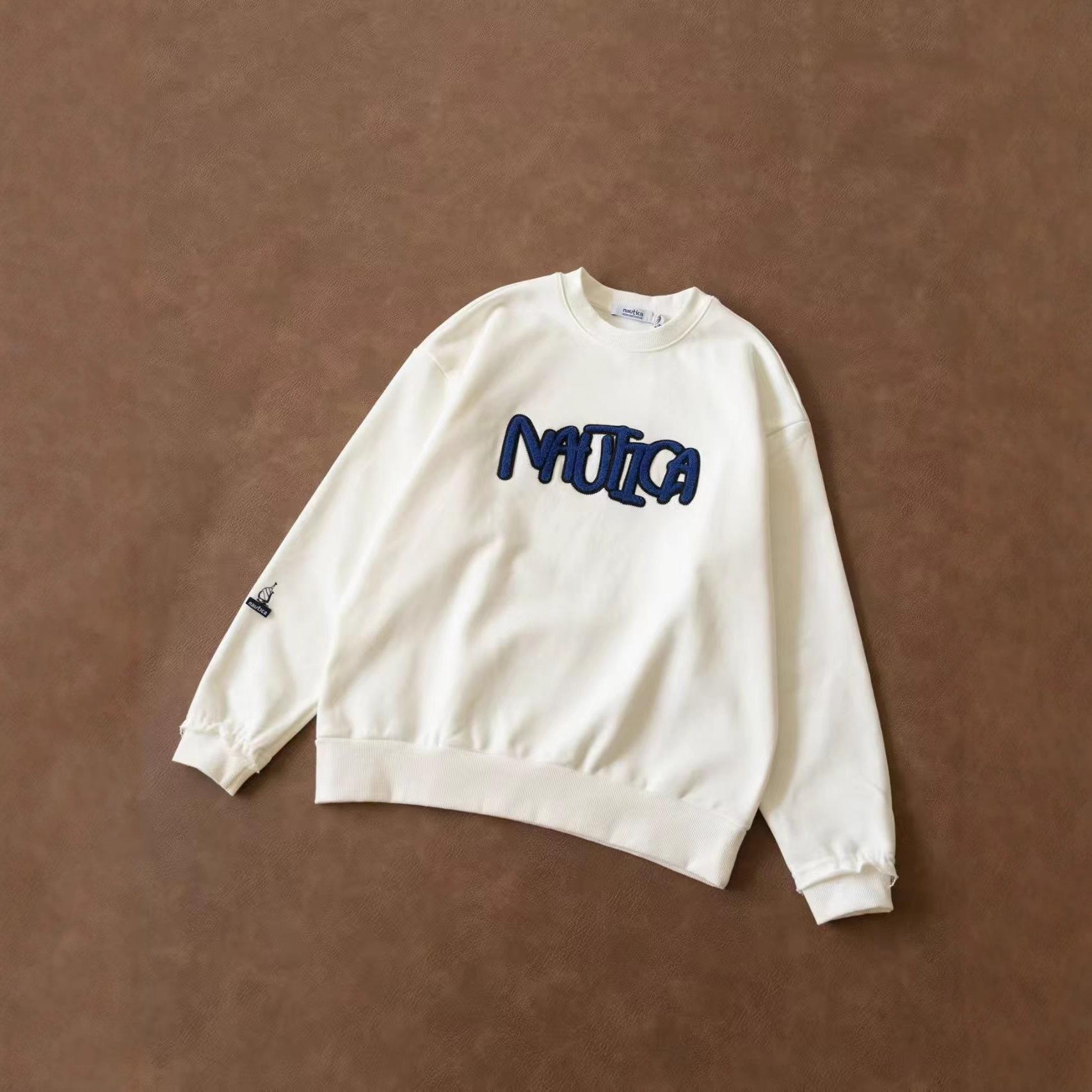 Cai Xukun Nautic White Sail Unisex Hoodie: Japanese Embroidery, Heavyweight, Classic Round Neck Medium