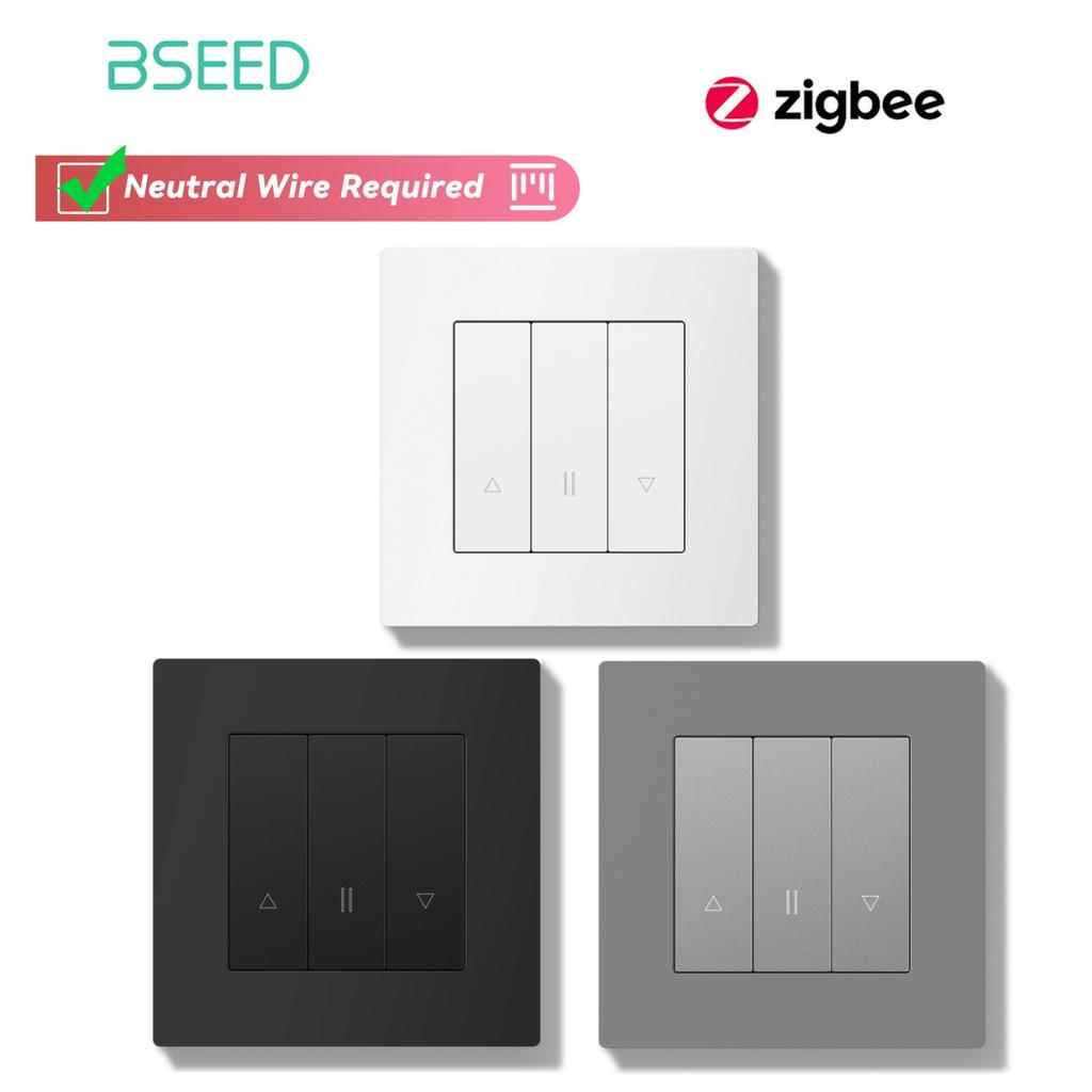 BSEED Zigbee Curtain/Light/Roller/Dimmer Switch Series Wall Smart Click Switches Shutter Backlight Plastic Frame Tuya APP Switch