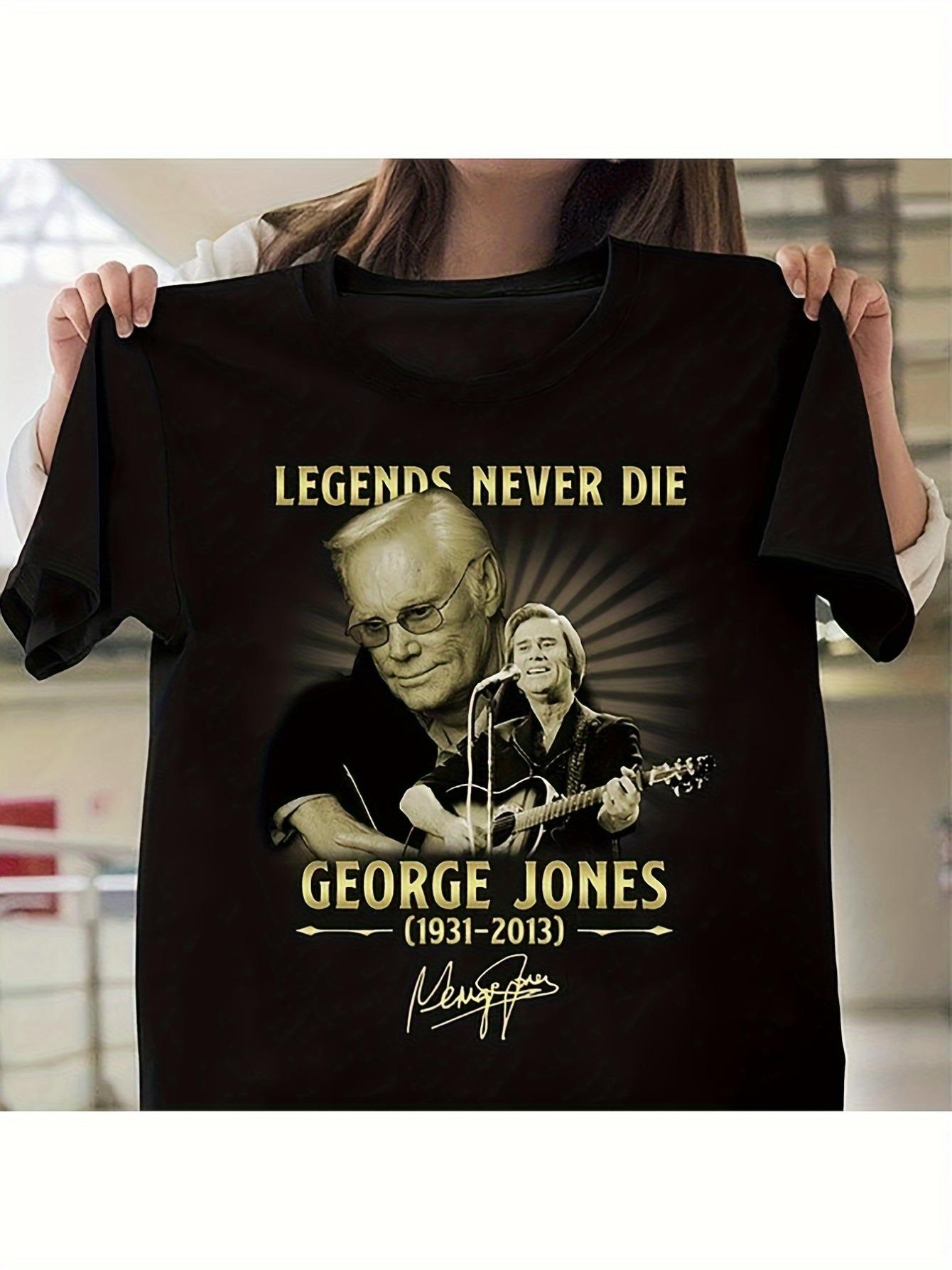 Mens George Jones Tribute Graphic TShirt Heavyweight 180gsm Country Music TShirt Signature Guitar and DesignVintage 19312 M
