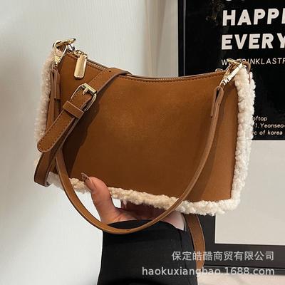 Korean Niche Underarm Bag Women's Autumn and Winter 2025 New Trendy Fashion Plush Casual Suede Shoulder Small Square Bag