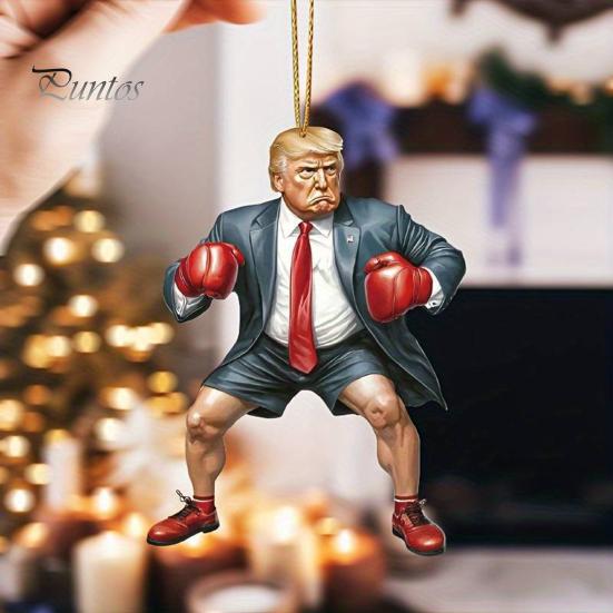 2024 Christmas Advent Calendar Ornaments 24 Days Countdown Trump Acrylic Car Pendant Rearview Mirror Decor Home Office Xmas Tree Favours