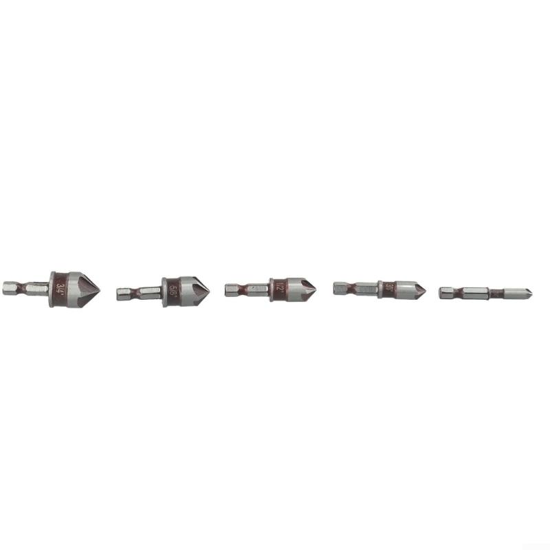 652F Precise Ground 82° Shank Countersink 5 Blade Set For Various Materials