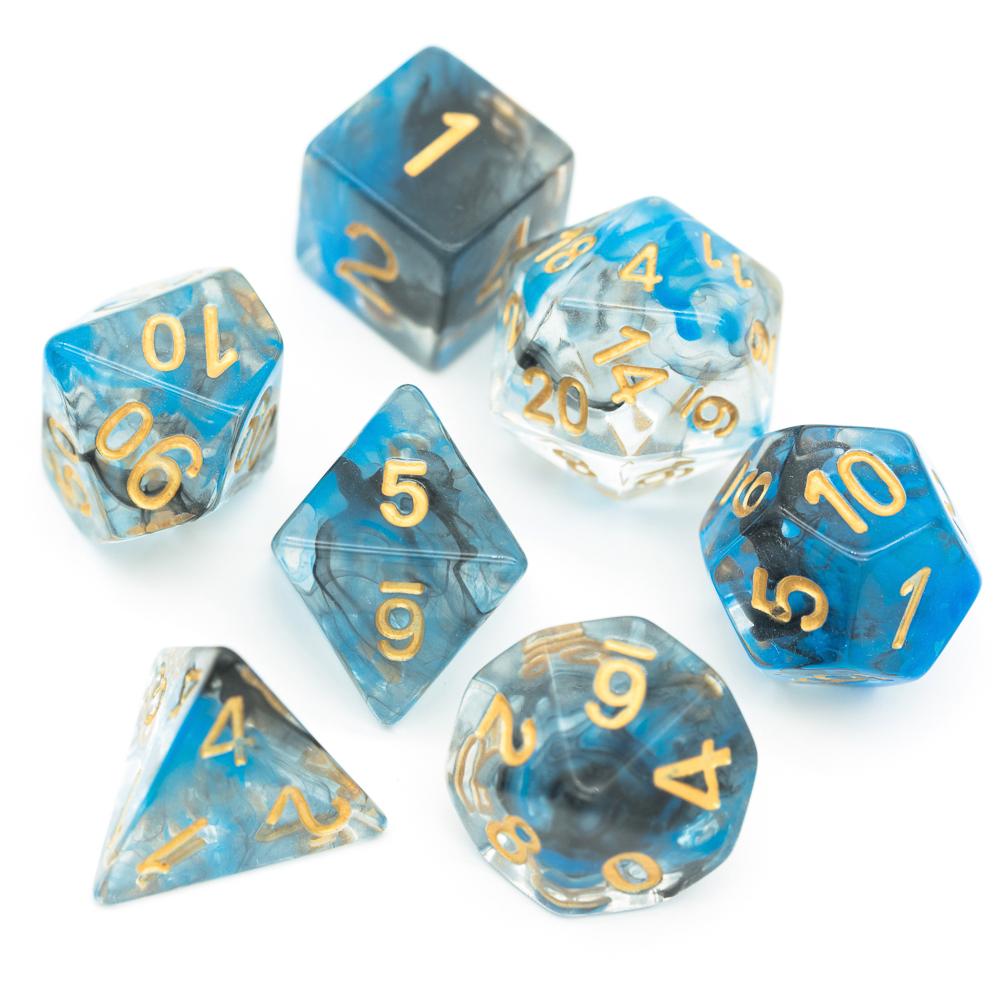 Cusdie D&D Rauchwürfel Dungeons and Dragons 7 mehrseitiges Würfelset D4 D6 D8 D10 D% D12 D20 für Rollenspiele Brettspiele