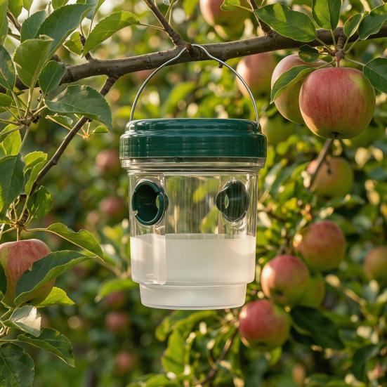 Hanging Wasp Trap Reusable Fruit Fly Trap Eco-friendly Detachable Plastic Hornet Trap with Two Entrances for Garden Orchard Effective Insect Control