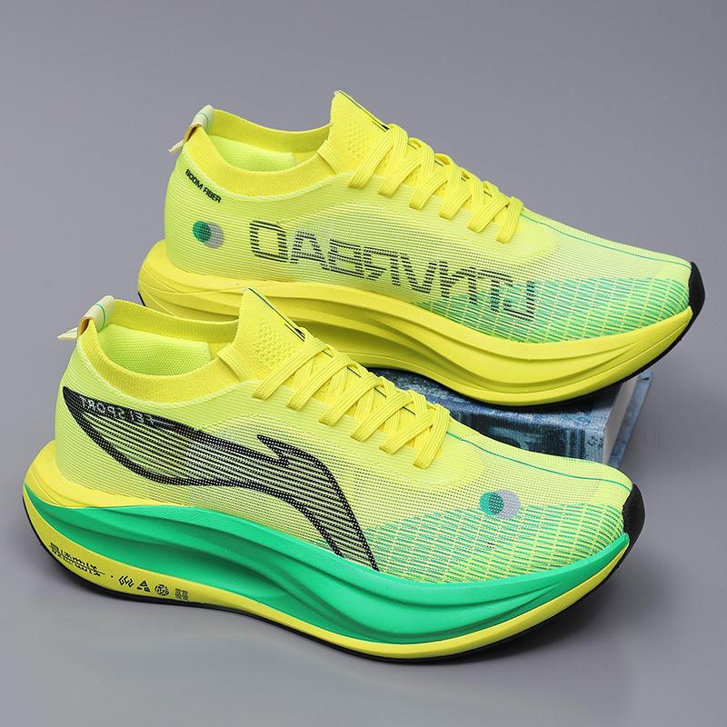

Feidian 5E running shoes 2025 new sports training shoes men and women youth shock absorption high rebound carbon board racing shoes 45 неоновый жёлтый