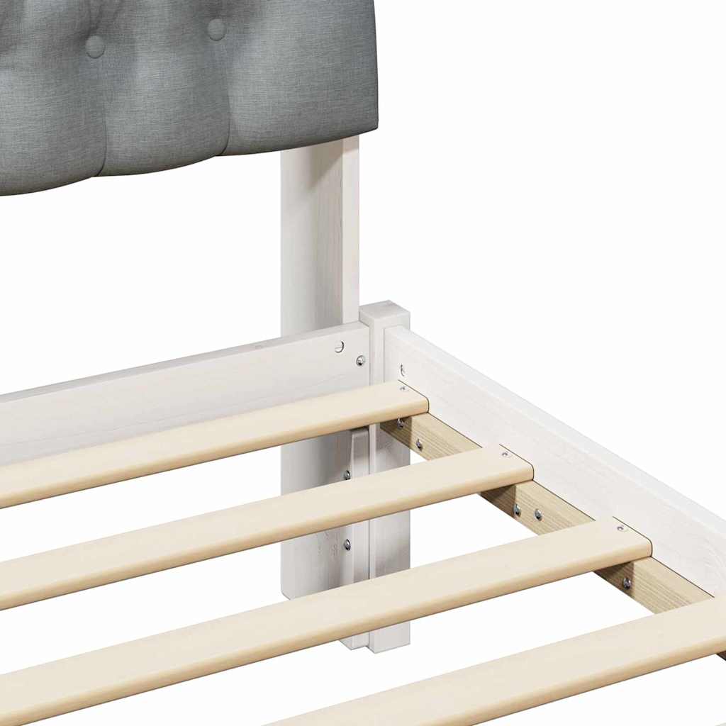 White Upholstered Bed Frame with Headboard 100 x 200 cm