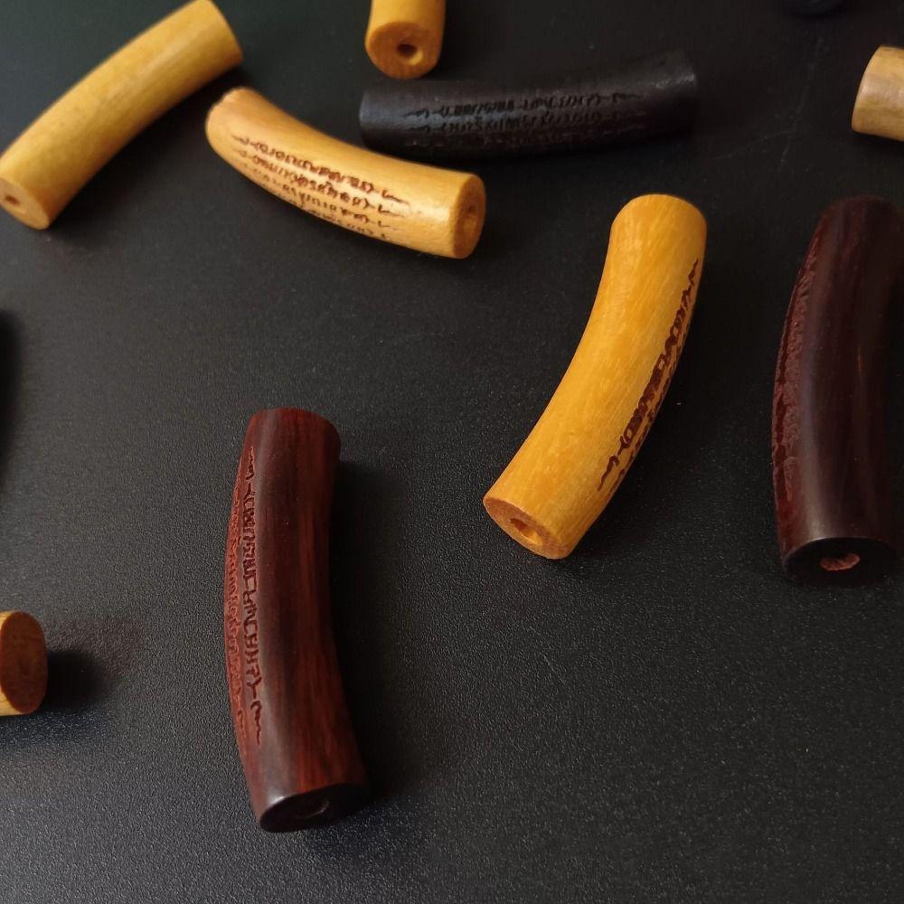 3Pcs Tube Shape Loose Beads Wood Spacer Bead Decorative Beads Curved Tube Beads  Beaded Accessories