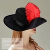 Wide Brim Cavalier Top Hat Felt Masquerade Headwear Cosplay Wide Brim Cap Feather Stage Cap  Party