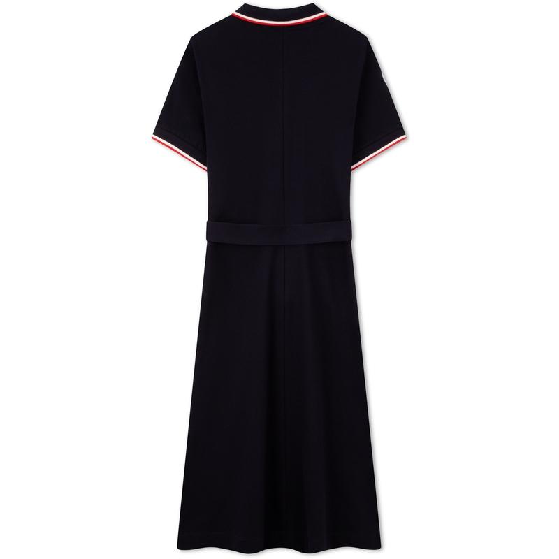 Tommy Hilfiger Elegant Casual Five-Button Waist-Tie Trimmed Fitted Polo Dress Women Dresses Navy-Blue WW0WW41777