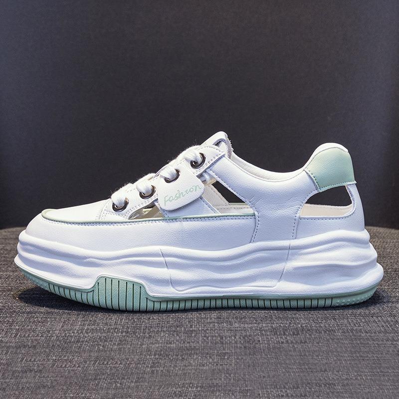 Genuine Leather White Shoes Sports Casual Shoes Thick Bottom Sandals