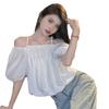 Summer new sweet wind one-word shoulder bubble sleeve shirt women's off-the-shoulder design loose and versatile top