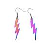 Hip Hop Punk Purple Neon Colors Lightning Stainless Steel Pendant Dangle Earrings for Women Personality Fashion Jewelry Gifts