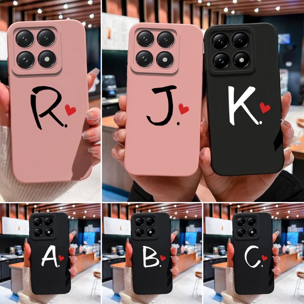 Case For Xiaomi 14T 14 15 12 12S 12T 12X Pro Ultra Lite Back Cover Pretty Love Heart Letter Pattern Soft Silicone Anti Fall Protective For Xiaomi Capa