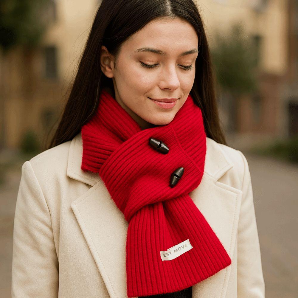 Solid Color Wool Knitted Scarf Thickened Women Winter Neckerchief Apparel Accessories