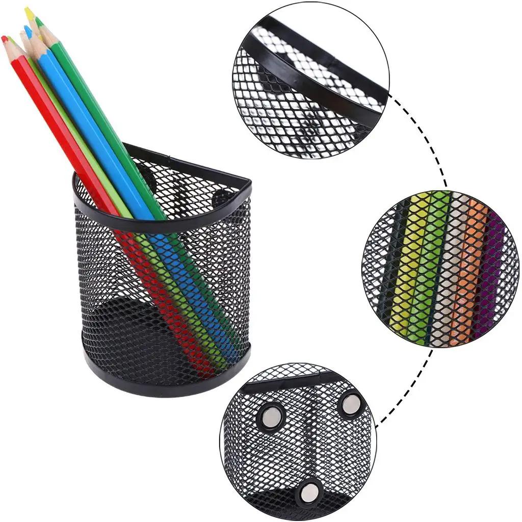 Mesh Magnetic Pencil Holder Metal Stationary Organizer Desktop Stationery Storage Mesh Basket for Refrigerator Locker Office