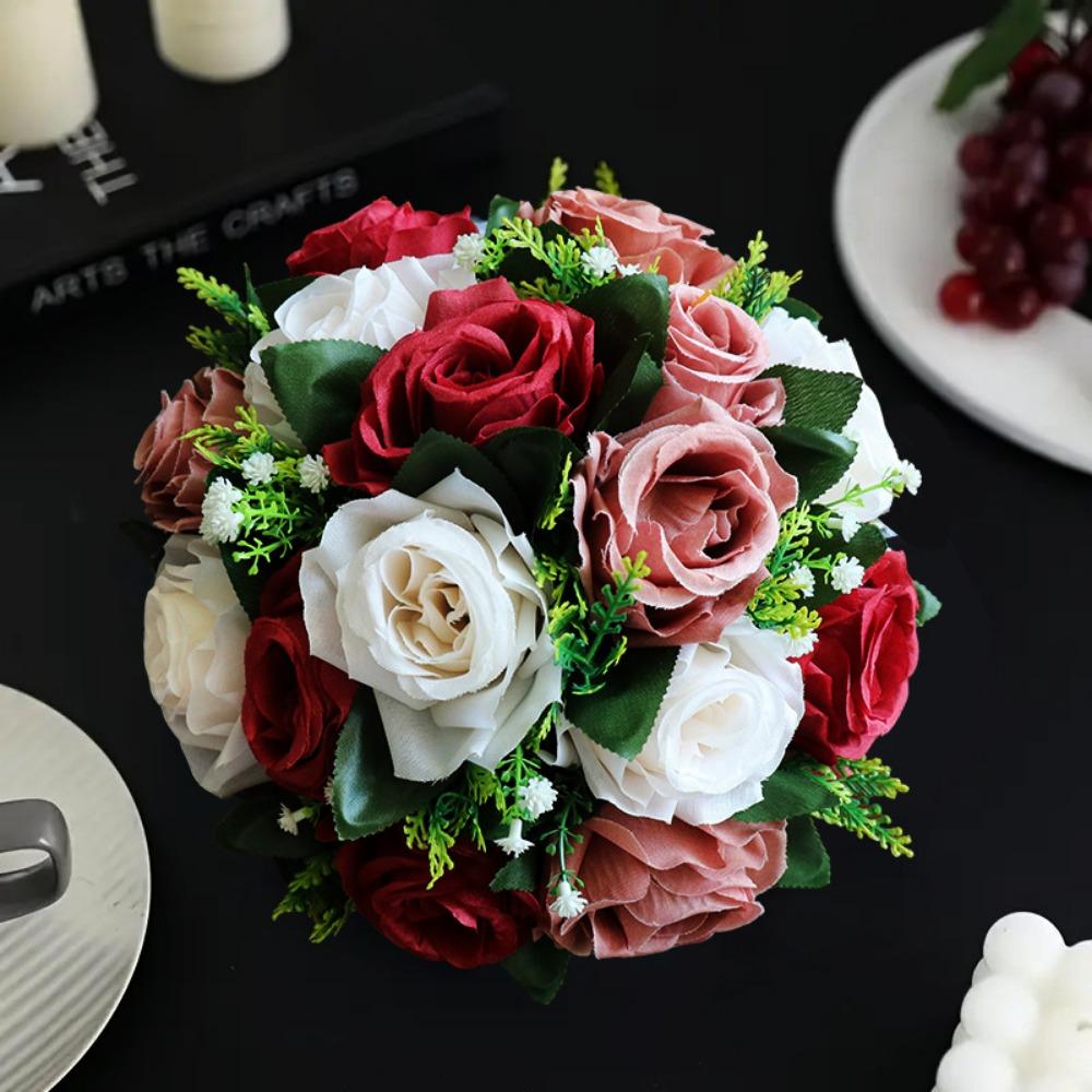 15 Heads Real Happy Flower Mini Photography Photo Gift Valentine's Day Flowers 10 Colors Rose Flowers Decorative Home Decorative