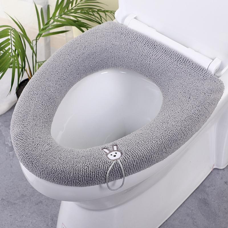 Thicker Bathroom Toilet Seat Cover Pads - Soft Warmer Toilet Seat Cushion Cover Stretchable Washable Cloth