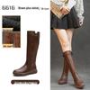 Women's Retro Leather Over-the-Knee Boots with Thick Sole and Velvet Lining - Versatile High-Top for Autumn/Winter