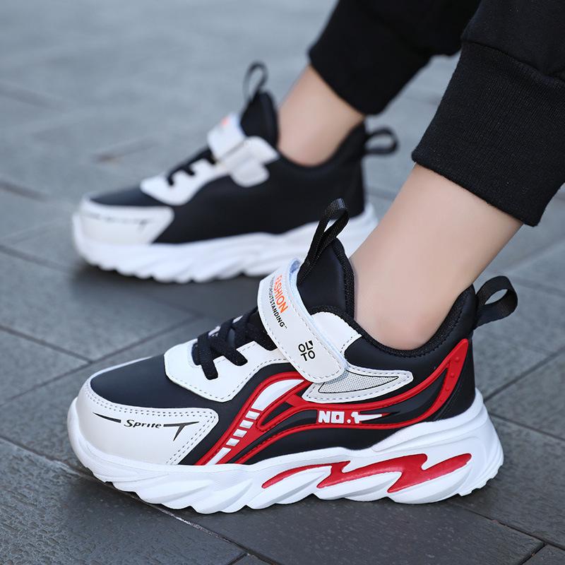 Spring & Autumn Leather Soft Sole Running Shoes for Boys - Lightweight Outdoor Sports Sneakers for Kids