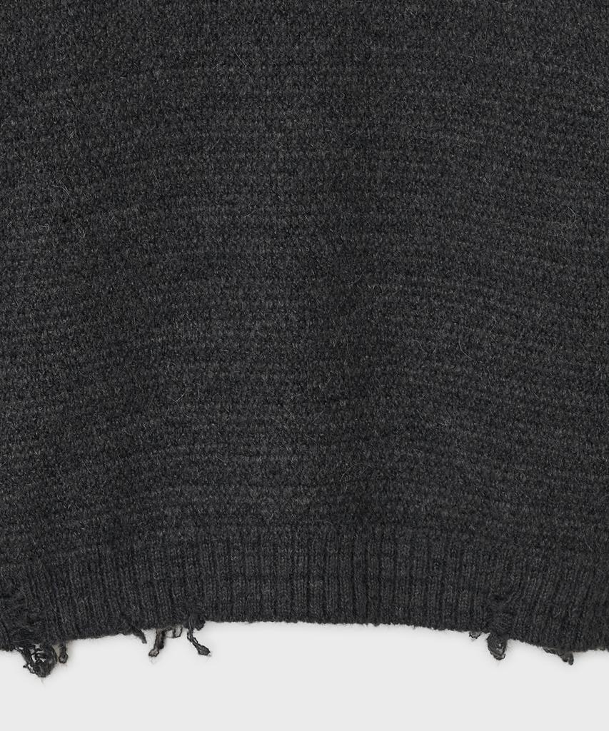 Bellie Scarf Crewneck Sweater - Charcoal Gray