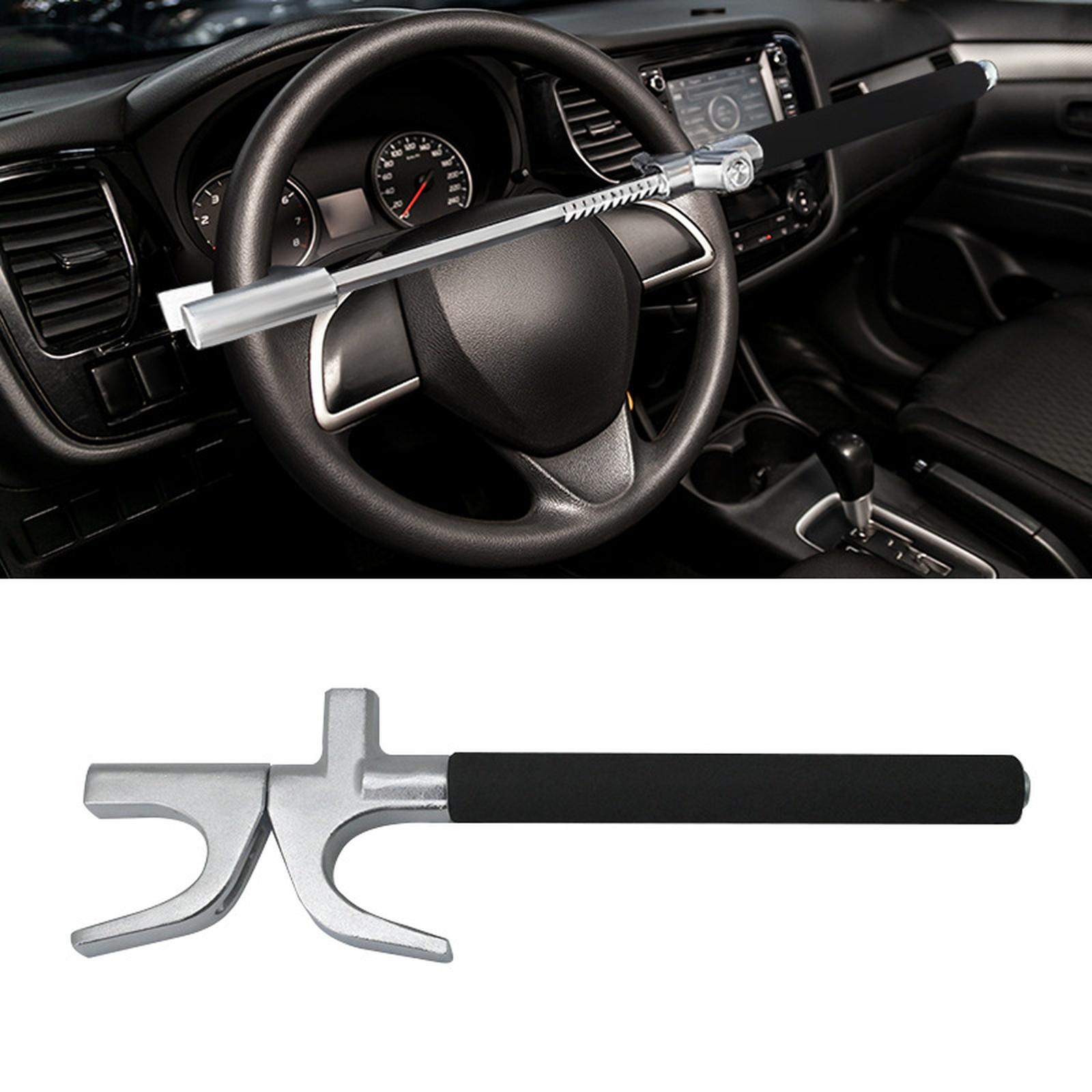 

Universal Car Steering Wheel -theft Lock Adjustable Length Double Hook Body-proof Safety Lock with Emergency Window Breaker One Size