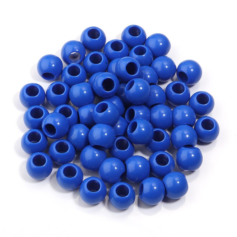 50pcs/lot Acrylic Big Hole Beads Solid Color Round Loose Spacer Beads For Jewelry Making DIY Charm Bracelet Necklace Accessories