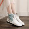 2024 New Ethnic Style Embroidered Boots Flat-soled Old Beijing Cloth Shoes Non-slip and Wear-resistant Jelly Soles Autumn New Single Boots