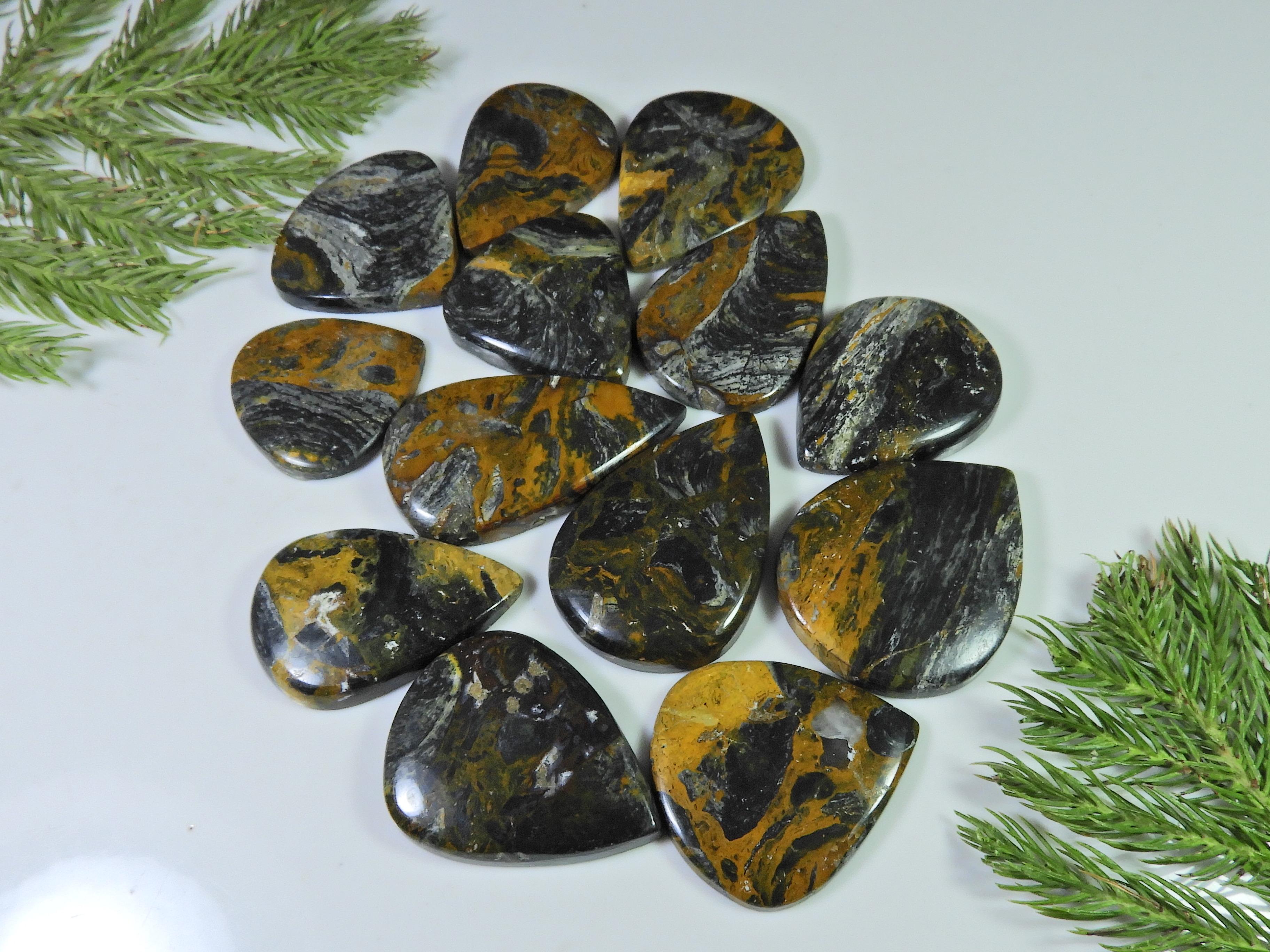 

364Cts. Natural Pitersite Agate Pear Cabochon Loose Gemstone 13 Pcs Lot RQ-793