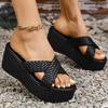 Fashion Braided Cross Strap Platform Sandals for Women 2025 Summer Thick Bottom Beach Slippers Woman Plus Size Fashion Wedges Sandalias
