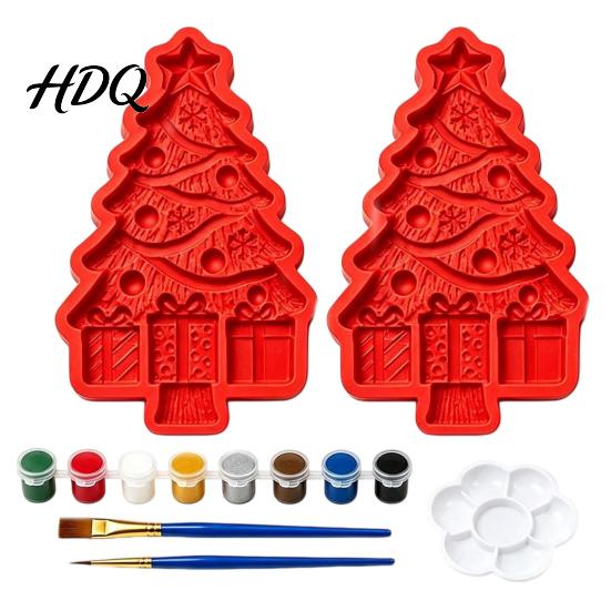 Customized Hanging Ornaments Christmas Tree Mold Craft Kit DIY Casting Painting Kit with Paints Palette And Home Decor Projects Brush Paint Your Own