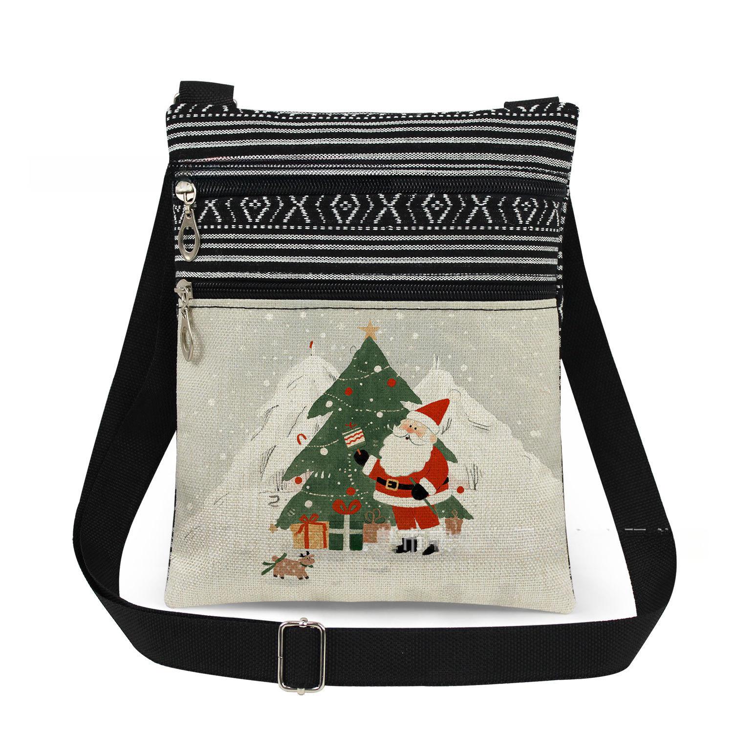 

1PC Santa Claus Print Tote Bags Women Shoulder Handbags Postman Package 6896 CLE