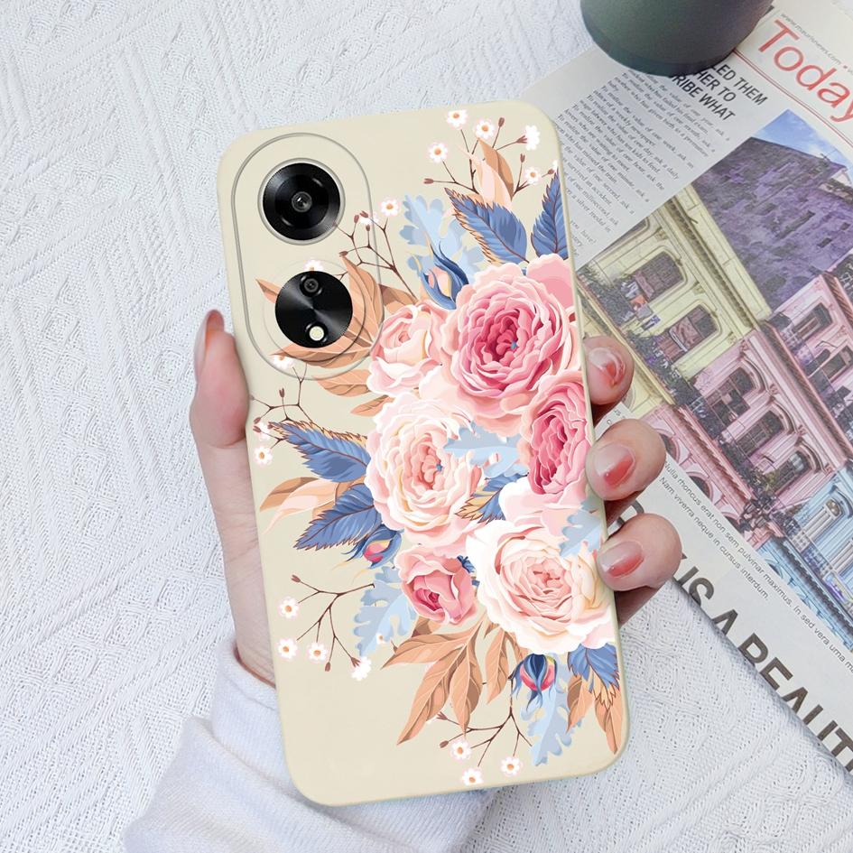 Modische Anmutige Blumen Handyhüllen Für Oppo A7 A35 A11 A1K A15 A55 A1 A52 Quadratisch Weich Flüssigsilikon Vollständige Abdeckung Stoßfestes Gehäuse Für Oppo Capa