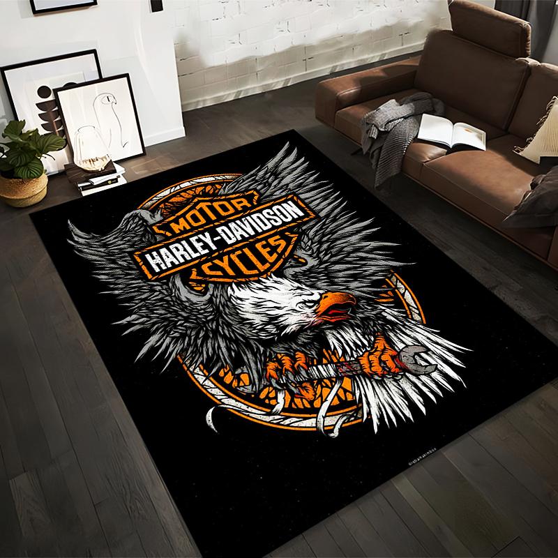 

Harley-Davidson Eagle Design Carpet Home Decor Black Orange Rug Suitable for use as an anti-slip for living room bedroom sofas 40x60cm( 15x23in )