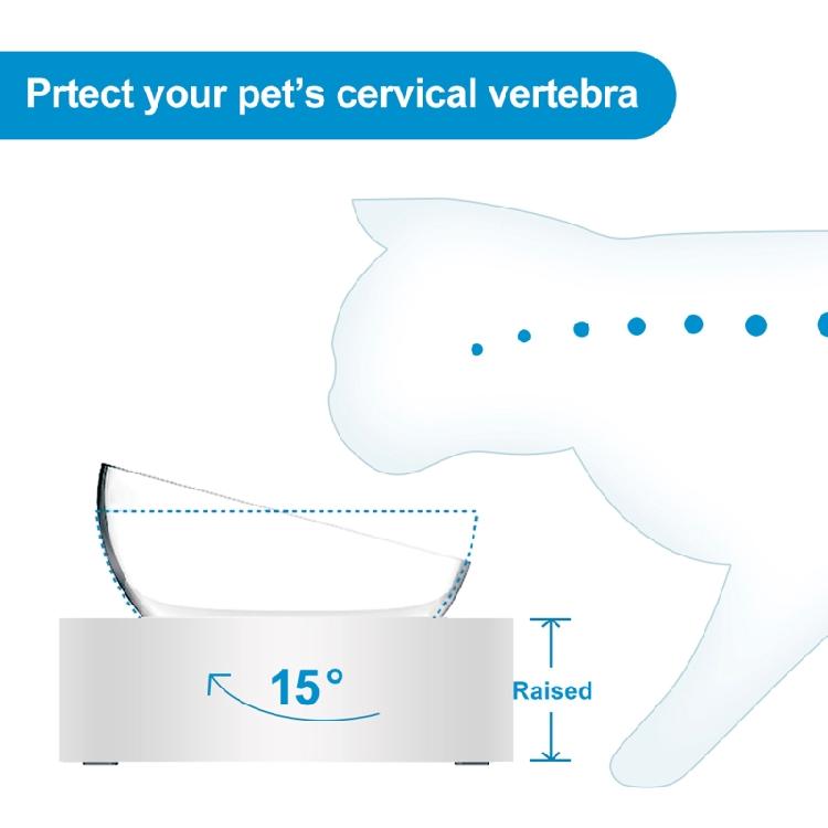 Elevated Cats Bowl 15° Slanted Plastic Double Bowls Stand Set for Cats and Pu